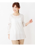 レース切替ブラウス/オフホワイト(003)