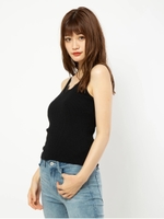 レース付きノースリニット/ブラック