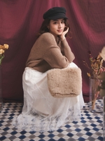 レイヤードスタイリングニットワンピース/茶