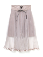 レザードッキングチュールスカート/ベージュ