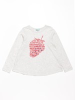 ロゴいちごプリント長袖AラインTシャツ/ライトグレ-