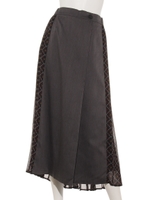 ロゴ柄切り替えスカート/ダークグレー