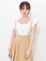 ワイドリブソデフリルニットプルオーバー/ホワイト