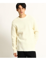 ワッフル風リブネックニット/ホワイト(002)