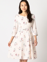 花柄フィット＆フレアーワンピース/ピンク系