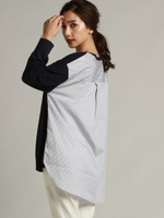 後ろブラウス切替ドッキングニット/ネイビー