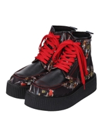 厚底レースアップラバソスニーカー/レッドコンビ