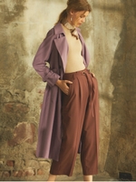 細ベルト付きタックパンツ/ブラウン