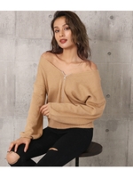 前後2WAYジップ付きニット/ベージュ(005)