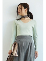 総針Vネックニット/ライトグリーン(130)