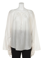 袖フロントリボンブラウス/ホワイト