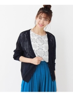 透かし編みショートカーディガン/ネイビー(093)