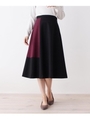 配色フレアスカート/レットプラム(575)