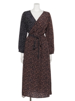 柄切り替えワンピース/ネイビー