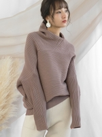 変形3Dリブ編みドルマンニット/モカ