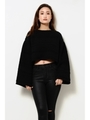 変形ラインニットTOP/BLACK