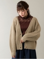 片畦ニットカーディガン（9R14-08076）/ベージュ