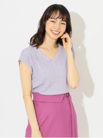 編み柄ワイドリブラメニットプルオーバー/ラベンダー
