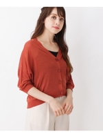 麻混Vネックニットカーディガン/キャメル(041)