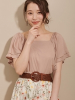 麻混オフショルブラウス/ベージュ