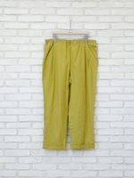 麻混ストレッチテーパードパンツ/ライトグリーン
