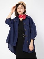 麻調ワークシャツ/ネイビー