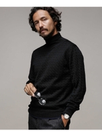 毛玉レスニット　１２ＧＧケーブルタートルニット/ブラック(010)