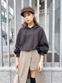裏毛パフスリーブTOP/BLACK