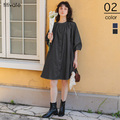 ギャザーボリュームシルエットデニムワンピース