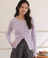 ミドル丈リブニットカーディガン