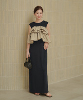 フリルキャミソールトップス/リブカットソーワンピースセット