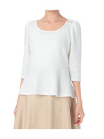 ゴールド縁ボタン付きぺプラムプルオーバー