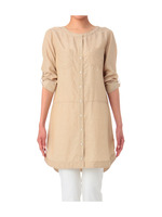 [S]ノーカラーシャンブレーシャツワンピース