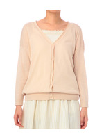 麻混バック透かし編みニットカーディガン