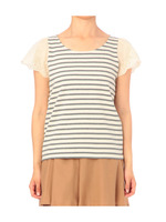 レース袖ボーダープルオーバー