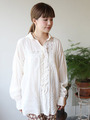 【Balcony and Bed】COTTON CUPRA LAWN & MELON TULLE LACE SHIRTS
