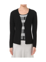 シンプルカーディガン×ボーダーニット