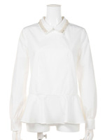 ビジュー衿ペプラムプルオーバー