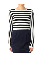 ボーダーリブ編みプルオーバー