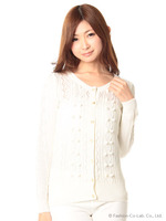 透かし編みショート丈カーディガン