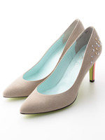 【V−SEVEN　TWELVE　THIRTY】踵ジュエル付・コンビパンプス