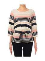 マルチボーダーペプラムブラウス