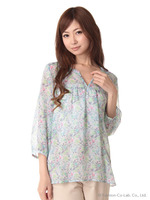 【LIBERTY ART FABRICS】楊柳切替スキッパーブラウス