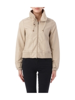 リブ切り替えフェイクレザージャケット