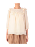 レース切り替えシフォンブラウス