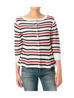 ペプラム調ボーダーニットカーディガン