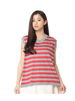 ボーダーノースリーブカットソー
