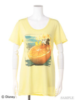 ミッキーフルーツオレンジプリントチュニックTシャツ