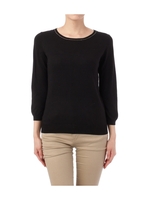 七分袖ラメクルーニットプルオーバー