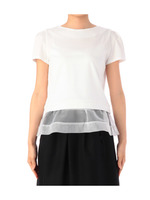 オーガンジーぺプラムプルオーバー